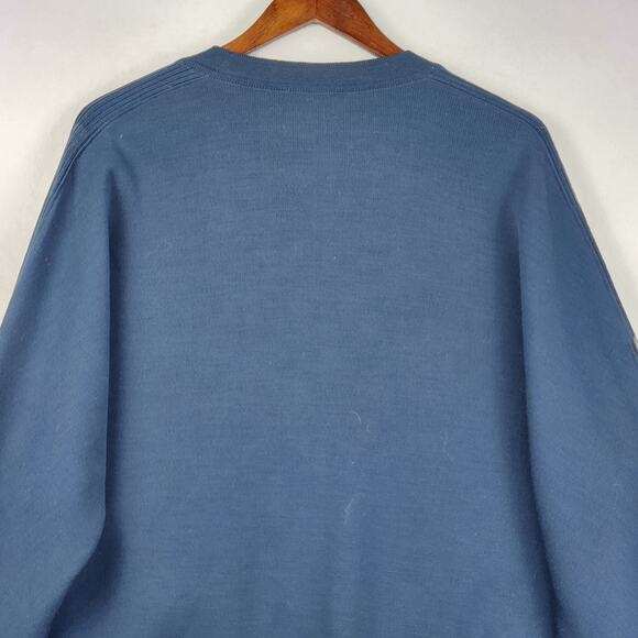 St. Croix VTG Mens Sweater M Navy Blue 100% Wool Cardigan Academia Grandpa EUC - Picture 7 of 11